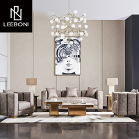Canapé sectionnel 3 places en tissu de velours de style italien haut de gamme personnalisé en gros pour le salon de luxe hôtels villas et halls