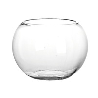 Vente en gros Vases en verre transparent avec grande boule Vases cylindriques transparents Bol à poisson rond décoratif pour table Aquarium en verre