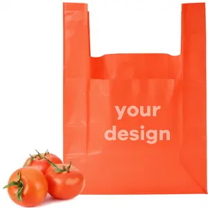 Rompi pembawa Supermarket Terima kasih kaus tas plastik tas belanja Pe untuk bisnis kecil dengan Logo sendiri