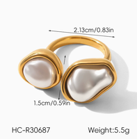 Bijoux tendance de luxe Woying, bagues en perles baroques pour femmes, vintage, personnalisées, en acier inoxydable, plaquées or véritable 18 carats, design de créateur