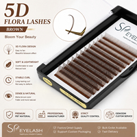 Extensions de cils SP EYELASH en forme de fleurs, cils floraux 5D marron 0.07, volume pré-fait facile à poser, vente en gros pour salons, marque privée