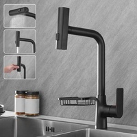 Mélangeur d'eau de cuisine à levier unique en laiton robinet d'évier de cuisine moderne à trou unique avec pulvérisateur à tirette