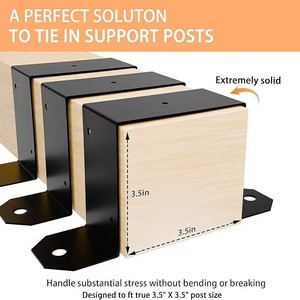 Supports de poteaux de clôture réglables en acier noir avec attaches de <span class=keywords><strong>poteau</strong></span> à sangle, épaisseur 5 mm, revêtement poudré pour poteaux décoratifs extérieurs - Product Image 3