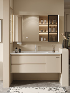 Lavabo de Cerámica de Estilo Vintage con Espejo con Iluminación Inteligente y Mueble de Baño Suspendido en la Pared - Product Image 3