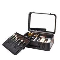 Nouvelle Mallette de Maquillage Carrée de Bureau Haut de Gamme en Bronze, Grande Capacité, Portable, avec Miroir Éclairé Simple Face 3x, Pliable, Type Sac à Main 2025