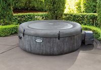 Spa INTEX 28440&28442 Puresap Greywood Deluxe à motif imitation bois, spa rond à bulles disponible en tailles pour 4 et 6 personnes