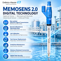 Endress+Hauser CPS41E Memosens 2.0 Sensor pH Digital Elektroda dengan Cairan KCl untuk Konduktivitas Rendah di Bidang Kimia dan Air Boiler