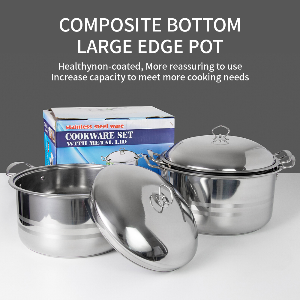 Yurtrain Hot Selling 3-Piece Metal Stainless Steel Cooking Pot Set Induction Cooker Modern Luxury Design Dishwasher Safe Large · image 2