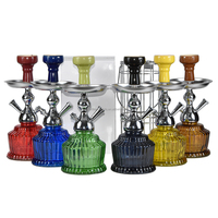Set Lengkap Hookah Shisha Portabel dengan Batang Paduan Seng dan Kaca Maya, Teknik Buram