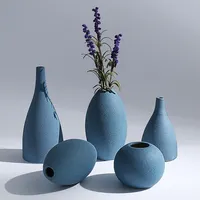 Европейская Маленькая ваза, измельчение глазури, керамика, черные, синие, серые вазы, цветы, искусство и ремесла, аксессуары для украшения дома, современные