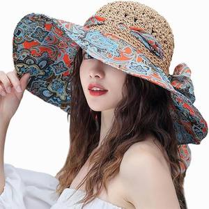 <span class=keywords><strong>Chapeau</strong></span> de <span class=keywords><strong>paille</strong></span> à large bord imprimé floral style bohème pour filles, <span class=keywords><strong>chapeau</strong></span> de soleil Fedora de plage pour femmes, idéal pour les voyages - Product Image 2