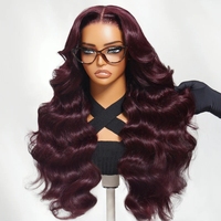 Rohhaar Perücken Loose Wave Black Cherry 13x4 Pre-Everything Lace Frontal und 7x5 Bye Bye Knots Lace On und Go Glueless Perücken