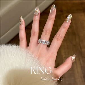 S925 Sterling Silver <b>Ring</b> Flower Lace Design <b>Crystal</b> Rhinestone Women's Everyday Wear Fine Jewelry - Product Image 3