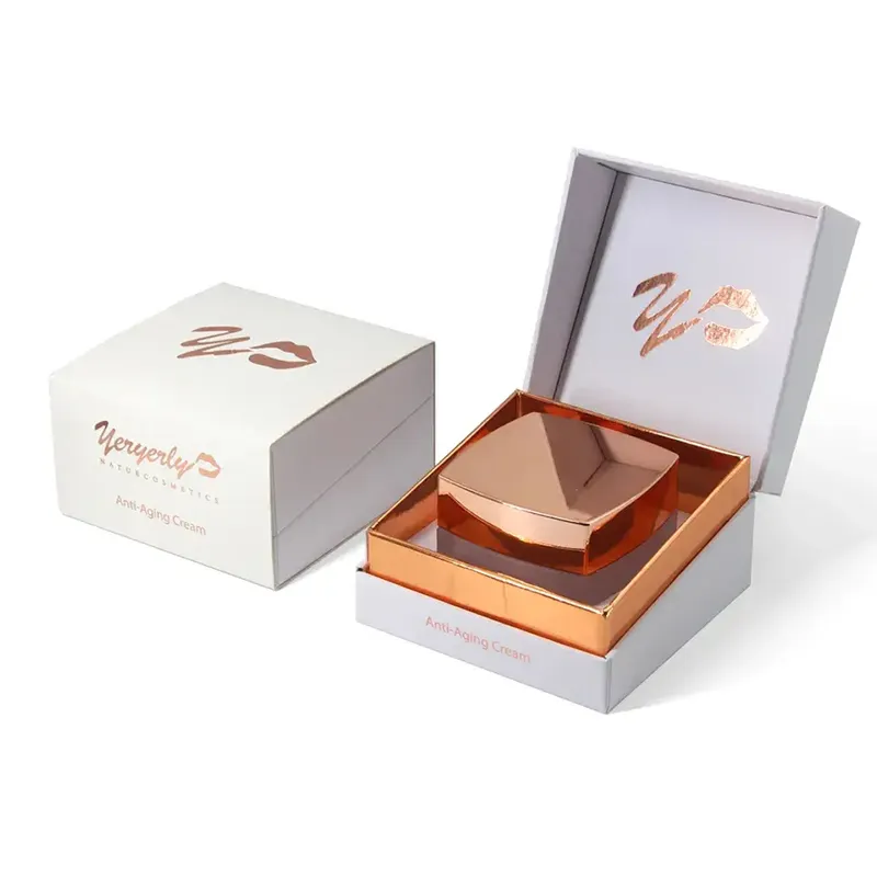 Benutzer definierte Rosé goldfolie Logo umwelt freundliche luxuriöse Creme Glas Verpackung Papier boxen für Hautpflege Schönheits produkte