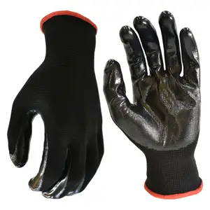 13 Gauge Working Nylon Palm Pu Sicherheits handschuhe Schwarz Polyester Schwarz PU beschichtete Sicherheits arbeits handschuhe