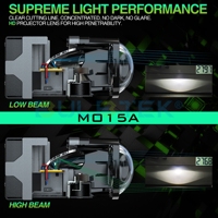 BULBTEK MO15A lensa proyektor, modul proyektor matriks LED otomatis retro fit 12V 1.5 inci 76 Watt 5200 Lumen sinar rendah tinggi Universal