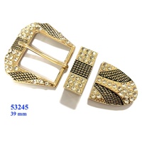 Boucles de ceinture 3 pièces en alliage de zinc couleur argent style occidental