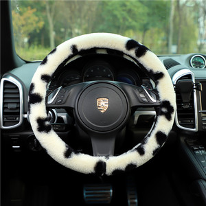 Housse de volant en fourrure 38 cm, hiver, antidérapante, accessoire universel pour voiture - Product Image 1