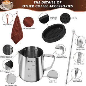 Set da 25 Tamper <span class=keywords><strong>per</strong></span> Caffè Espresso Calibrati da 51/58 mm con Molla, Manico in Alluminio e Base Ondulata in Acciaio Inossidabile - Product Image 5