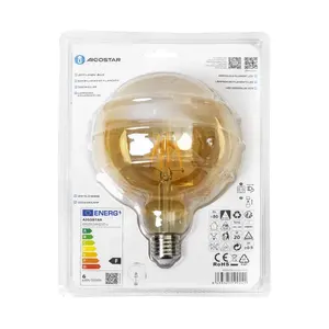Lampadina LED a filamento G125 E27 6W Mbar, efficiente e decorativa, ideale per ambienti caldi e luminarie di design. - Product Image 3