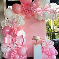Ballon en aluminium en forme de nœud avec ballons pastel rose bébé, blanc et transparents pour les fournitures de fête sur le thème du nœud pour filles, princesses et femmes, anniversaires