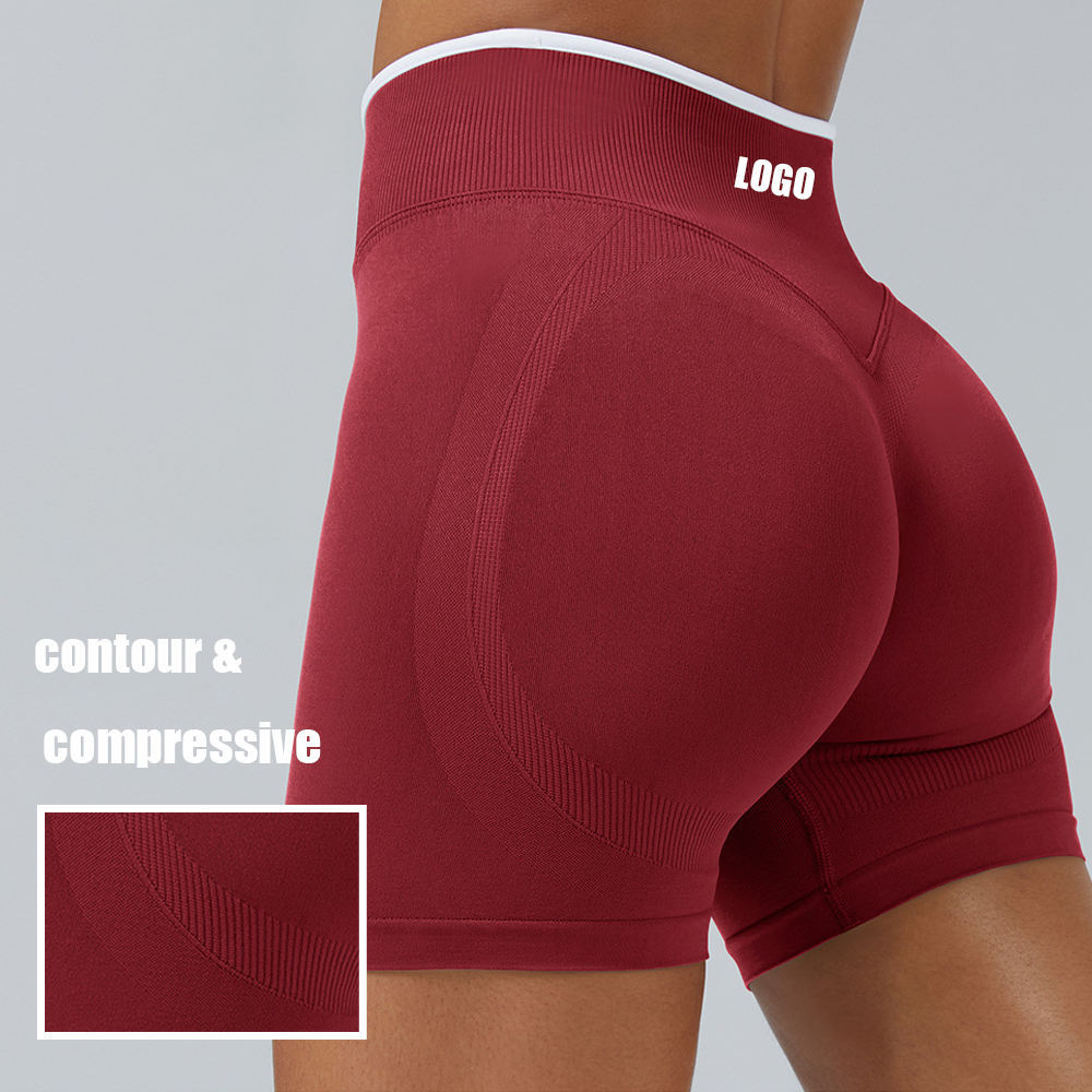 Custom New Contour Scrunch Sports Biker Shorts Fitness High Waist Gym Workout Athletic Yoga Seamless Shorts For Women