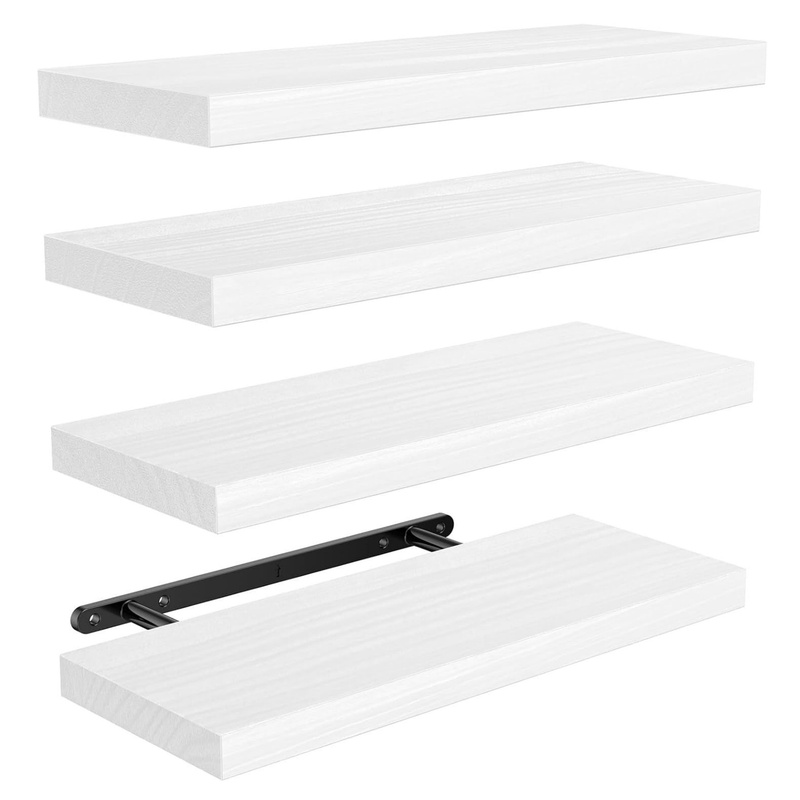 Floating Shelves with Wire Storage Basket