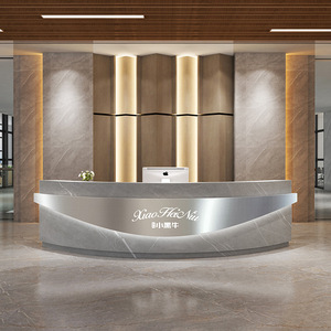 Q102 fait à la main moderne réception Salon de beauté compteur incurvé caissier léger ongles Snack Bar nourriture Restaurant Table de réception - Product Image 3
