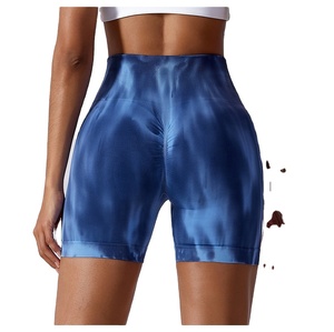Short de yoga sans couture Tie Dye avec taille élastique Nouveau pantalon de gymnastique Hip Lift avec motif solide - Product Image 3