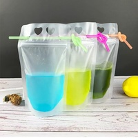 Haute qualité Transparent givré PET plastique boisson jus pochettes à fermeture éclair trou en forme de coeur fermeture à glissière emballage pratique