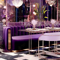 Ensemble de tables et chaises de luxe léger pour hôtels et restaurants, mobilier de salon violet, design moderne de banquettes commerciales