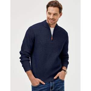 Custom Men's Casual <b>Quarter</b> <b>Zip</b> Pullover <b>Sweater</b> Long Sleeve Fall Knit with Anti-Wrinkle Feature and Pattern Decoration - Product Image 6