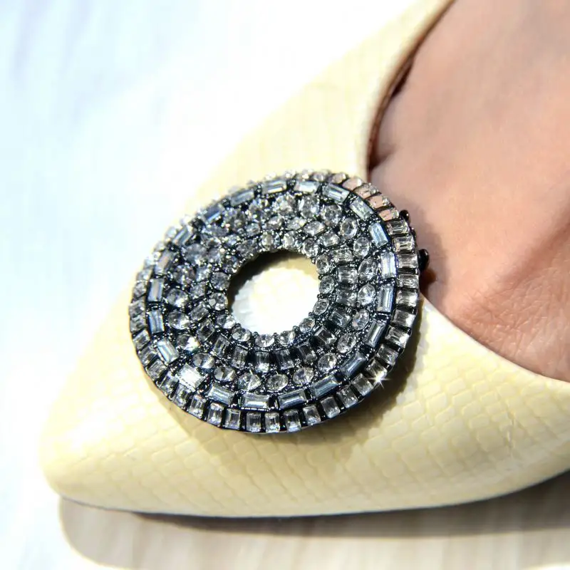 Broche de tacón alto para zapatos, accesorio brillante con diamantes de imitación, enganche