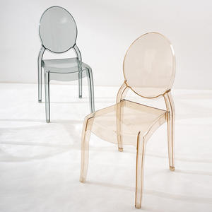 Acrylic <b>Chair</b> Transparent Smoky Amber <b>Stackable</b> Modern <b>Dining</b> <b>Chair</b> - Product Image 3