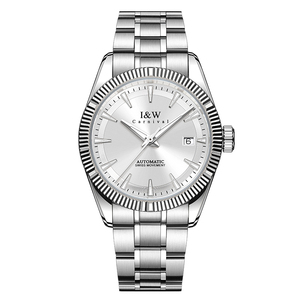 นาฬิกาข้อมือผู้ชาย I&W ระบบออโตเมติก ลดราคาพิเศษ ขอบหน้าปัดแบบฟลูเต็ด เครื่องสวิส ตัวเรือนสแตนเลส สไตล์ธุรกิจ นาฬิกาจักรกล - Product Image 1