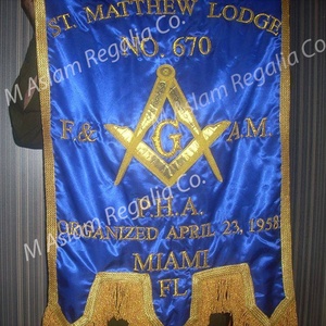 US Master Mason Apron With G Hand Embroidery | Hand Made White and Burgundy Satin Silk Apron | USA Flag Apron - Product Image 6