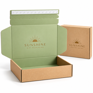 Boîtes d'expédition en carton ondulé auto-adhésives avec bande de déchirement en kraft personnalisées pour l'emballage des petites entreprises - Product Image 1