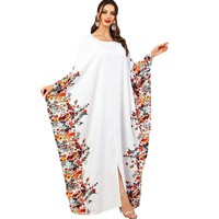 3422 élégant mode ample grande taille robe moyen-orient musulman manches chauve-souris transfrontalier jaune pour l'été Abaya