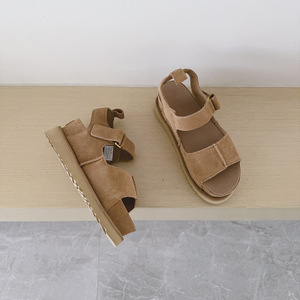Sandales à plateforme en daim pour femmes, style <span class=keywords><strong>UGG</strong></span>, à bout ouvert avec boucles réglables, style décontracté intérieur/extérieur - Product Image 4