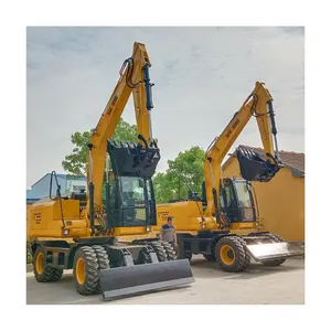 Powerful excavator manufacturer directly provides SZL135 tire excavator with strong horsepower, energy conservation, and environ