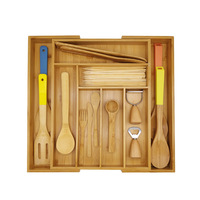 Organisateur de couverts en bambou, plateau à couverts extensible, organisateur de tiroir à ustensiles pour une utilisation polyvalente en cuisine