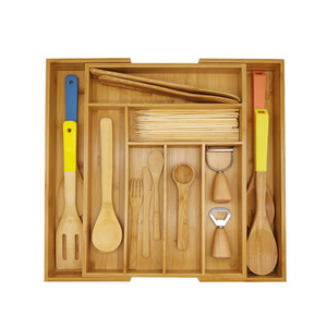 Organisateur de couverts en bambou, plateau à couverts extensible, organisateur de <span class=keywords><strong>tiroir</strong></span> à ustensiles pour une utilisation polyvalente en cuisine - Product Image 2