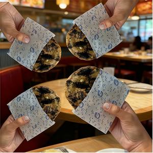 Sacs en papier ciré imprimés avec logo, roses et blancs, pour restaurants, emballage de beignets, pains, croissants et biscuits - Product Image 6