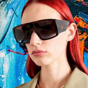 Lunettes de soleil surdimensionnées rétro léopard personnalisées avec logo 2025, UV400, grande monture, style punk carré, pour hommes et femmes - Product Image 1