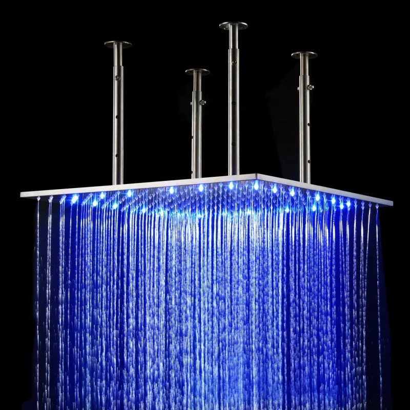 Rainfall LED Rain Shower Head 20 Inch Ceiling Mounted Bathroom Shower Stainless Steel Rainfall LED Rain Shower