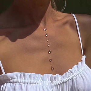 Conjunto de joyería de cristal Dewdrop para mujer, collar hecho a mano con forma de gota de agua, pendientes, pulsera minimalista - Product Image 3