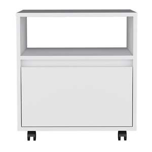 DB Modern Luxury One-Drawer Nightstand Solid Wood <b>White</b> Finish Accent <b>Side</b> Table for Apartment Bedside Cabinet - Product Image 5