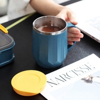 Mug à café isotherme en acier inoxydable avec couvercle et poignée, double paroi sous vide, couvercle hermétique, sans BPA, garde au chaud et au froid