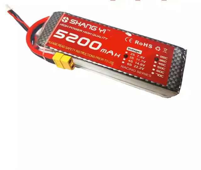 Shang Yi Toys Battery Rechargeable 2S 3S 4S 6S Hobby Lipo Batteries 1300/1500/2200/5200mAh  25c 35C 45C 50C 60C Drone Cars Boats