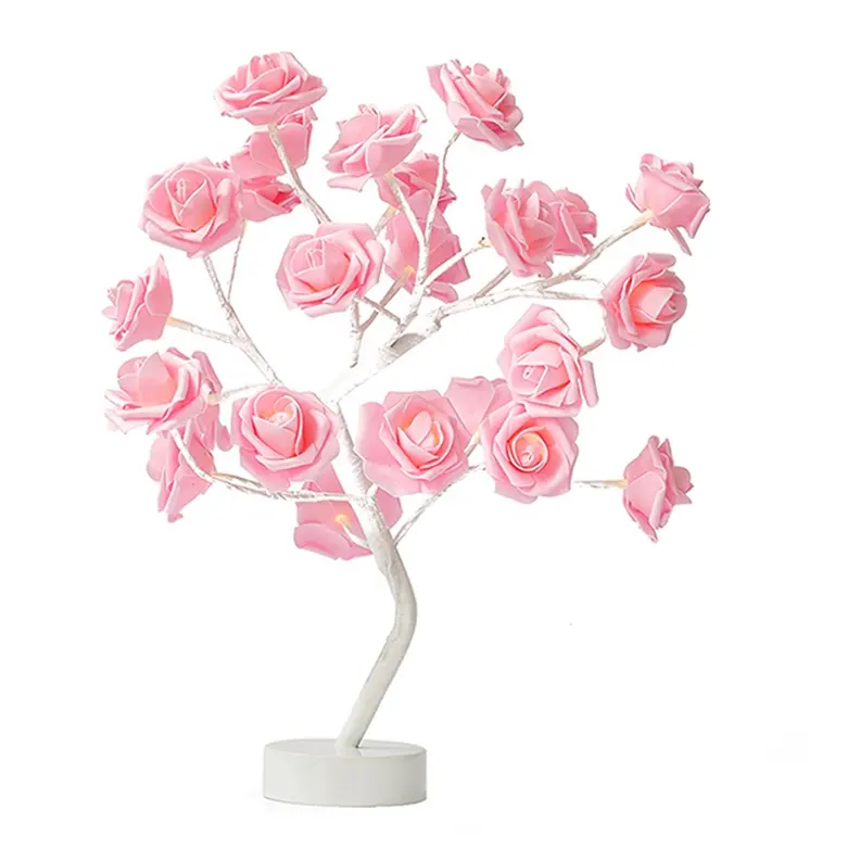 Hot Selling Rose Lamp USB and Battery Operated Night Light Rose Flower Blossom Led Rose Tree Light For Home Wedding